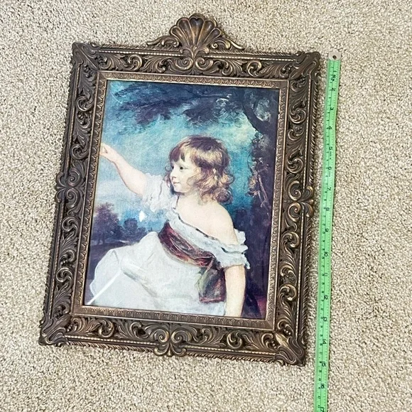 Vintage 1960’s Italian Ornate Gold Framed Reynolds Child Portrait “master hare”